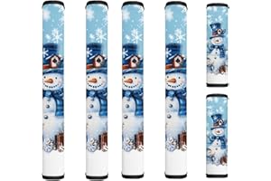 HUISEFOR Christmas Refrigerator Door Handle Covers Blue Snowman Fridge Door Handle Covers Set of 6 Oven Microwave Dishwasher Antiskid Protector Xmas Kitchen Decor