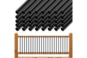 EEURAO 50 Pack 36" Deck Balusters, 3/4'' Round Black Deck Railing Staircase Balusters, Hollow Round Metal Deck Spindles, Indoor Outdoor Balusters for Deck Porch Staircase Fencing