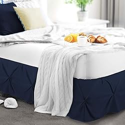Nestl Navy Blue Bed Skirt Cal King Size, Pinch