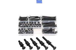 LBY 35 Sets Threaded Insert Nuts and Bolt Assortment Kit, 1/4-20 × 13mm Threaded Inserts & Hex Socket Furniture Barrel Bolts (5 Sizes) Combination, Carbon Steel (Black)
