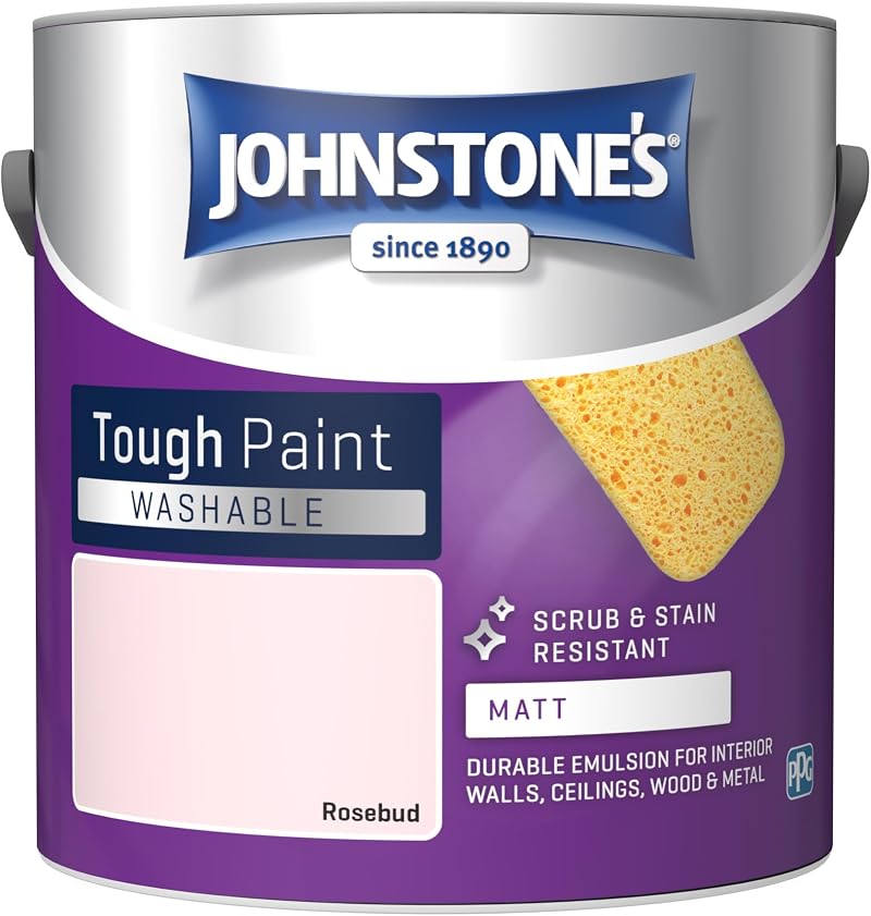 Johnstone's Washable Matt Emulsion Rosebud 2.5L 12m2 Coverage Non Toxic Low