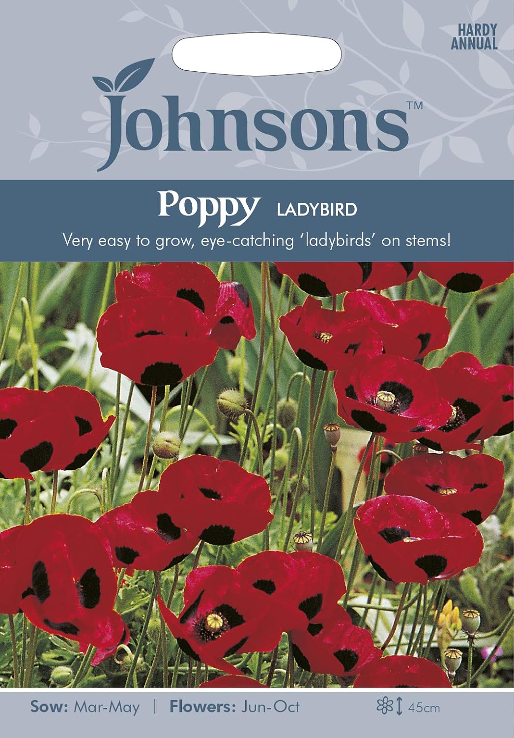 Johnsons 14683 Flower Seeds, Poppy Ladybird, Red & Black