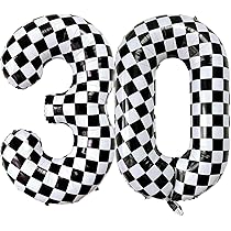 Amazon.com: LHOAVWE Number 30 Checkered Balloons 40 Inch