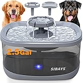 SIBAYS 2.5Gal/9.5L Dog Water Fountain for Large Dogs, 3 Flow Modes Large Pet Water Fountain for Cats, Automatic Dog Water Bowl Dispenser with 7" Filter & Smart LED Pump, Quiet, BPA-Free Material(FS68)