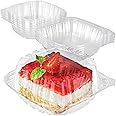 Disposable Plastic To Go Containers with Clear Lids (25 Pack) Fancy Hinged Top Square Clamshell Food Boxes for Take Out, Home Party Togo Clam Shell Box to Carry Cake, Dessert, Small Sandwich
