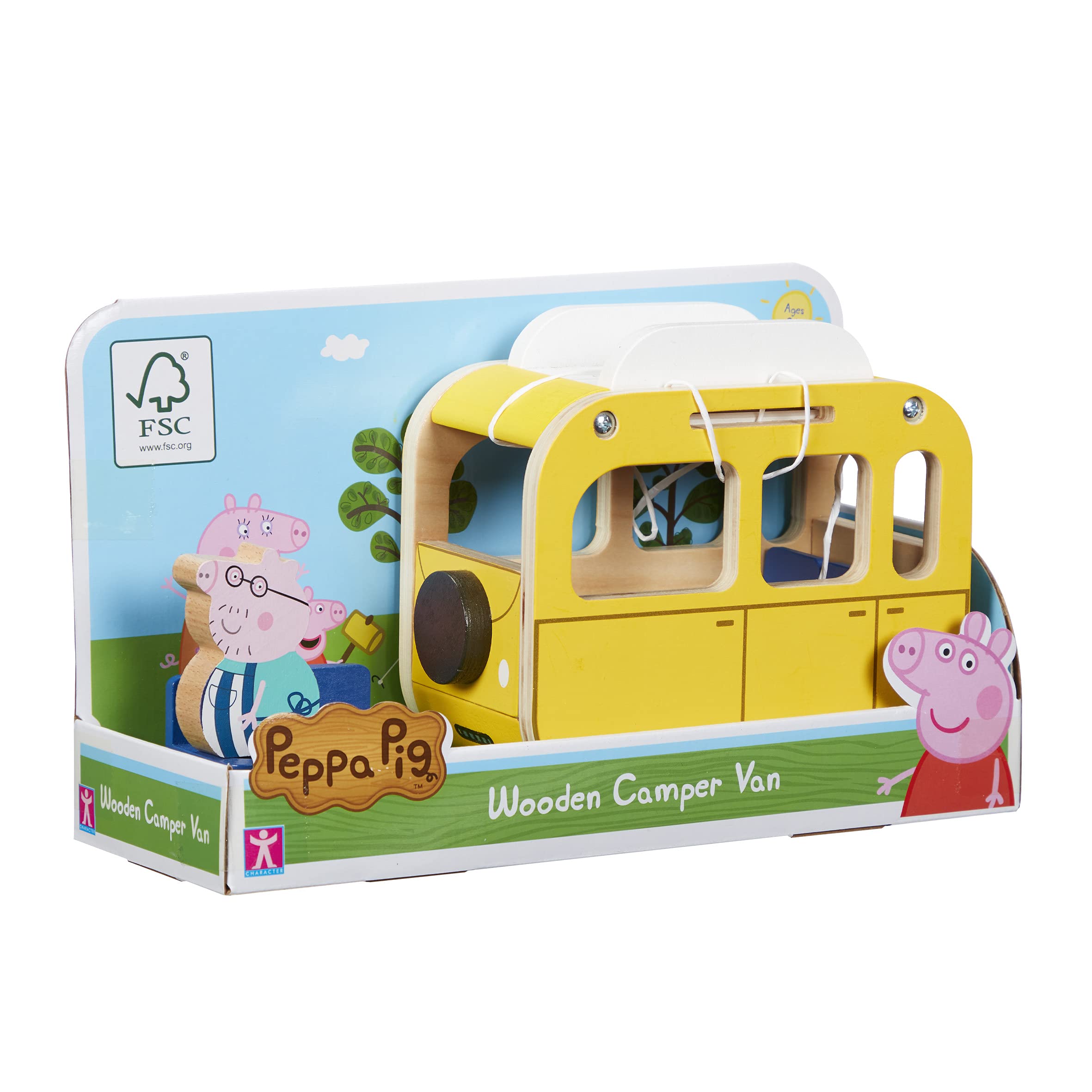 Peppa Pig Wooden Campervan, push along vehicle, imaginative play, preschool toys, fsc certified, sustainable toys, gift for 2-5 years old