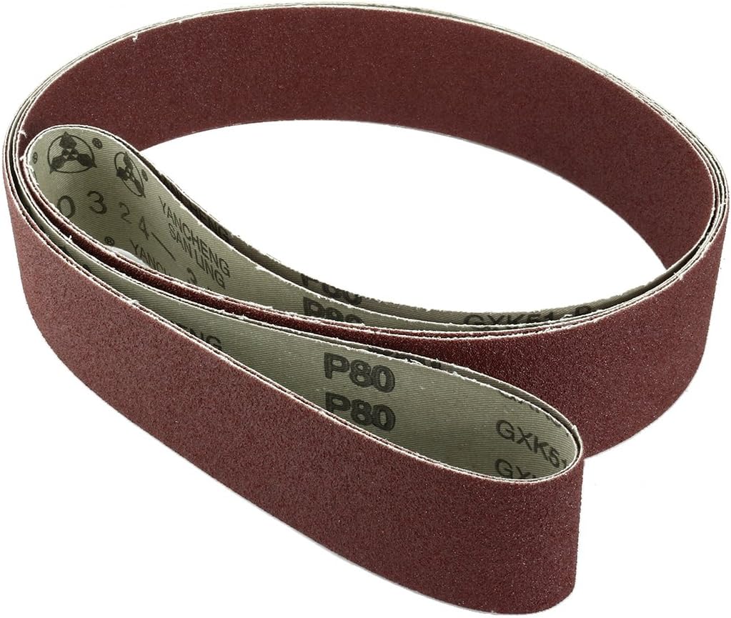 Sourcingmap 2-Inch x 72-Inch Aluminum Oxide Sanding Belt 80 Grits Sandpaper Lapped Joint for Belt Sander 2pcs
