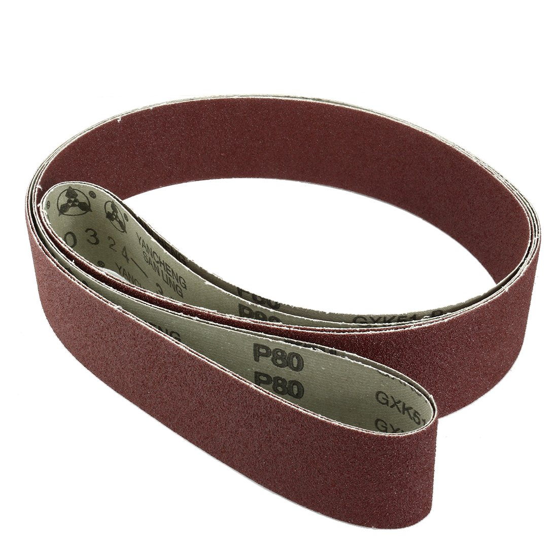 Sourcingmap 2-Inch x 72-Inch Aluminum Oxide Sanding Belt 80 Grits Sandpaper Lapped Joint for Belt Sander 2pcs