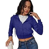 Women's Zip Up Hoodies Cropped Cardigan Jacket Drawstring Hooded Sweatshirts Casual Long Sleeve Top…