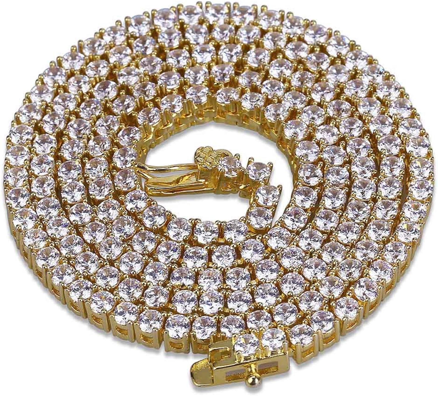 Jin'ao JINAO 1 rangée de diamants incrustés de zircones cubiques Plaqué or 45,7 cm 55,9 cm