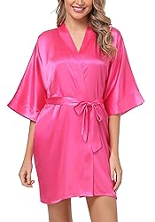 The Bund womens Pure Colour Short Kimono Robes with