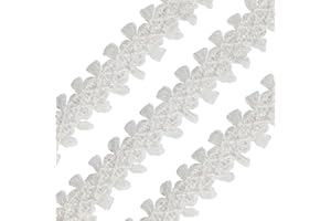 VOOMOLOVE 10Yards 28mm/1.1 inch Gimp Braid Trim Wide Fabric Decorative Lace Webbing for All Kinds of Sewn Garments, Curtains, Sewing and DIY Crafts Lamps Furniture Decoration (White-28mm）
