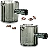 Steviieden Espresso Cups Set of 2, 4 OZ Glass Double Spouts Cups, Shot Glasses, Milk Cup with Glass Handle for Dishwasher Saf