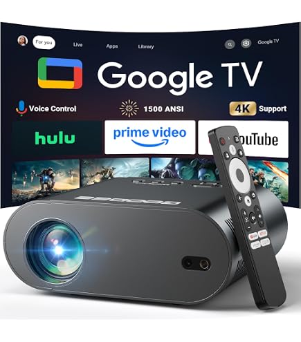 Amazon.com: 4K Google TV Projector, 1500 ANSI Lumens, 6D Auto