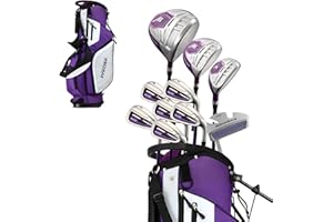 Precise M5 Women’s Golf Clubs Set – Complete Right-Handed Set with Titanium Driver, S.S. Fairway & Hybrid, 5-PW Irons, Putter, Stand Bag & Headcovers – Graphite Shafts – Purple – Petite/Standard/Tall