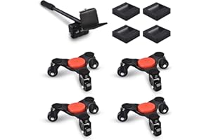 Ronlap Furniture Dolly, Furniture Movers with Wheels, 3 Wheel Dolly 4 Pack with Lifter, 6-Inch Steel Tri-Dolly, Pool Table Moving Dollys Heavy Furniture Roller Move Tools, 500 Lbs Load Capacity, Black