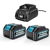 ZUYIYI 2 Packs 4.0 Ah Replacement Battery and Fast Charger 21V Rechargeable Lithium Battery for Cordless Power Tools