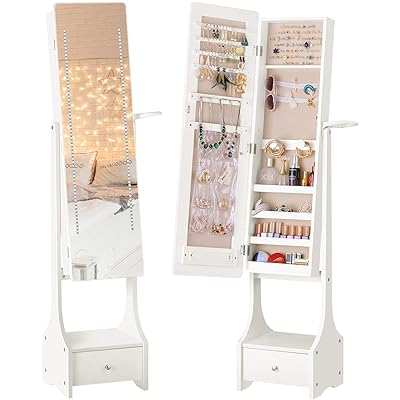 LUXFURNI LED Light Jewelry Cabinet Standing Mirror Kenya Ubuy