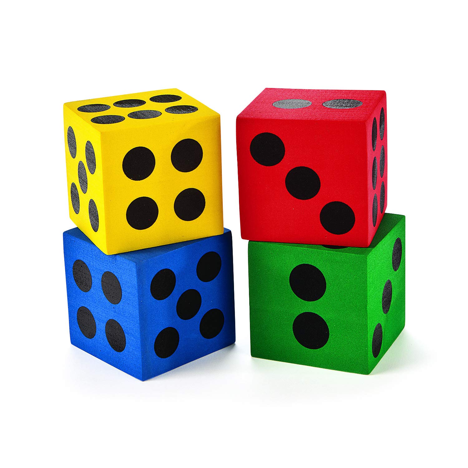 Fun Express Foam Jumbo Playing Dice Assorted Primary Colors, Outdoor/Indoor Games, Classroom Supplies