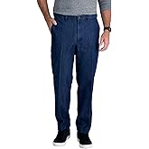 Haggar Men's Work To Weekend No Iron Denim Flat Front & Pleat Pant - Regular and Big & Tall Sizes