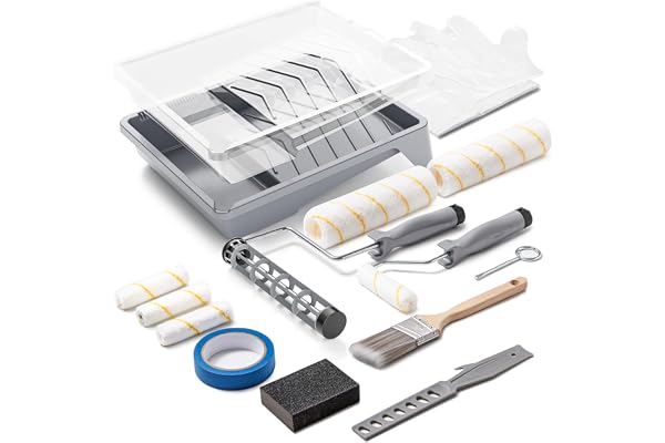 VOOMEY 17 Piece Paint Roller Kit - Paint Rollers 9"4", Paint Roller Frame，Paint Trays, Microfiber Roller Cover, Paint Kit for