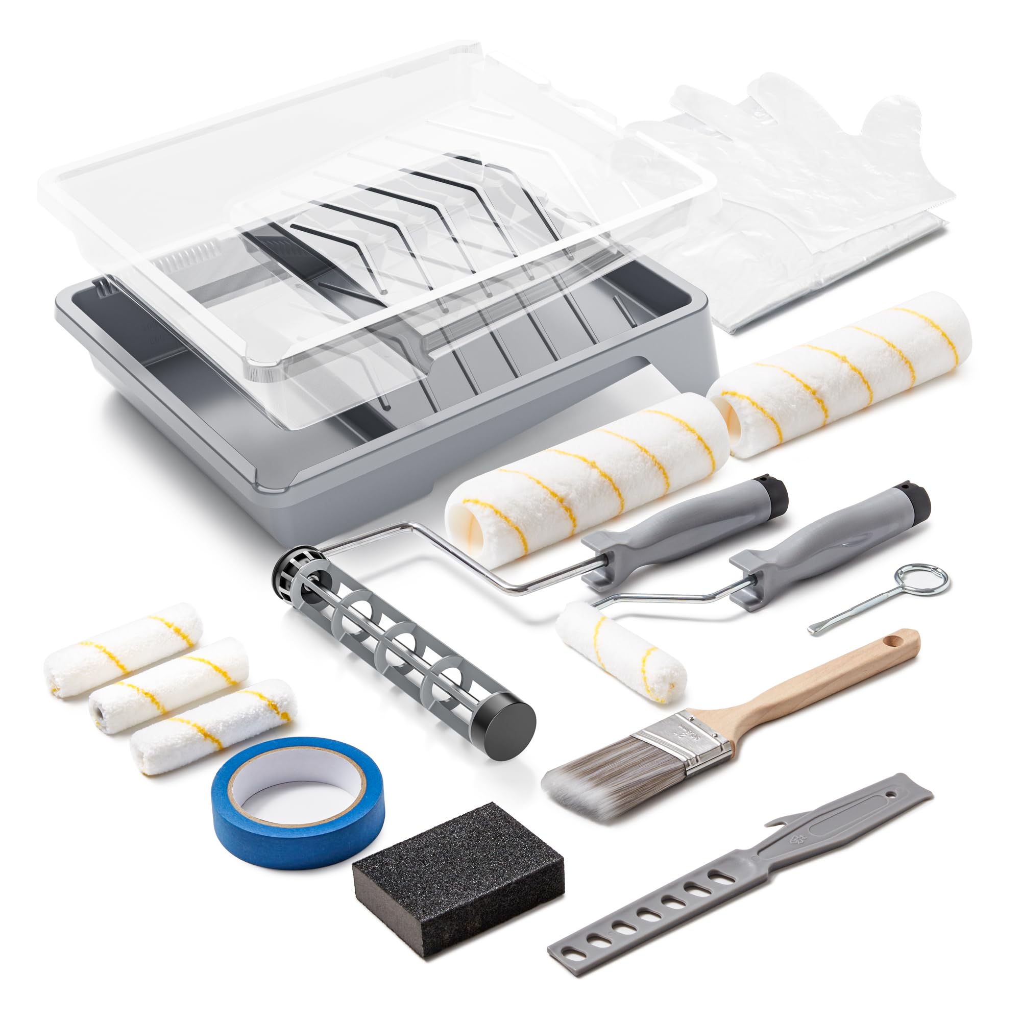 Photo 1 of VOOMEY 17 Piece Paint Roller Kit - Paint Rollers 9"4", Paint Roller Frame?Paint Trays, Microfiber Roller Cover, Paint Kit for House Painting,Paint Brushes for Painting Walls