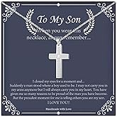 Someki To My Son Necklace Christian Cross Pendant Xquisitely Engraved Lord'S Prayer Necklace Birthday Inspirational Gifts for Son