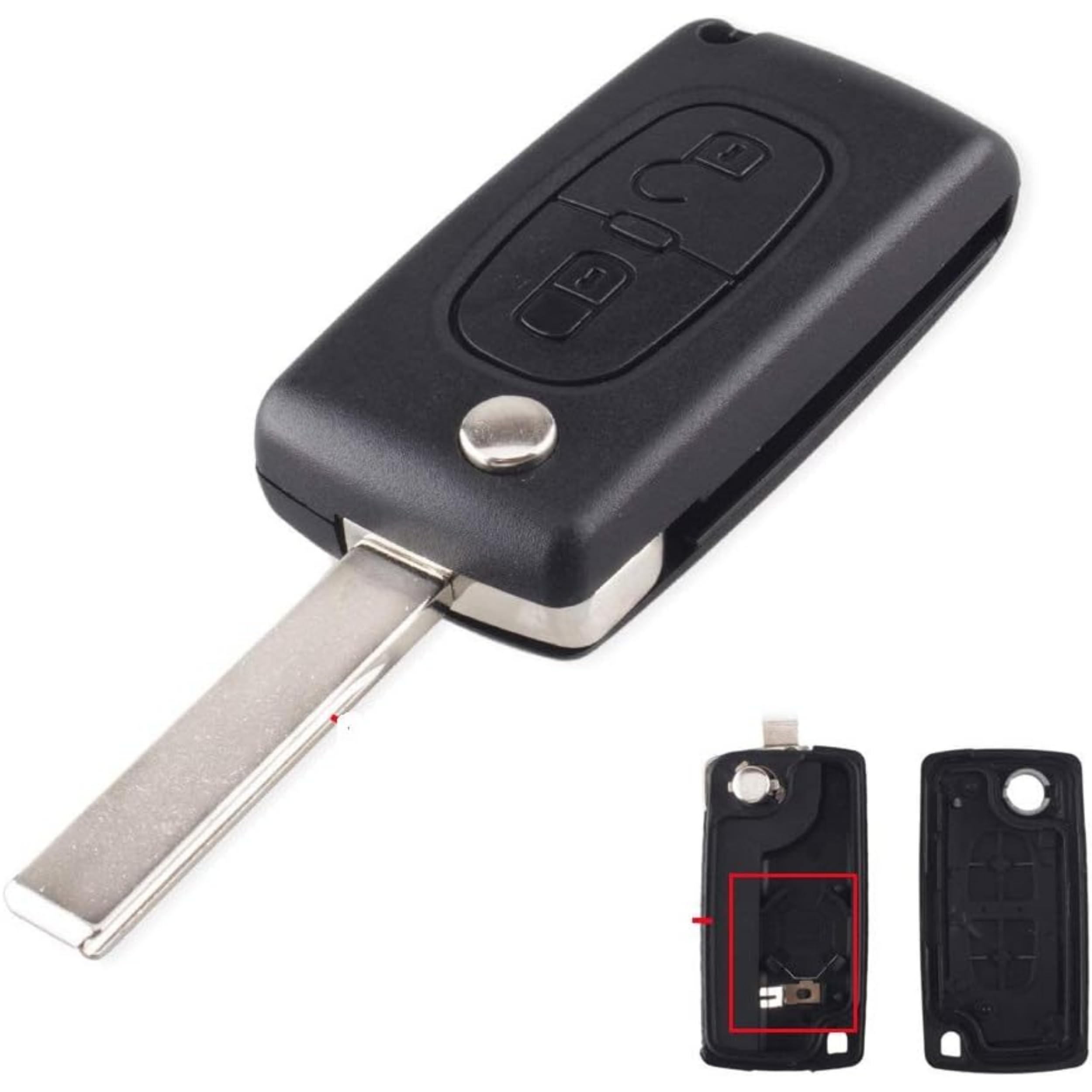 Energy 01 - Key case compatible with Citroen C2 C3 C4 C5 C6 C8 Xsara Picasso Berlingo - Peugeot 207 307 308 407 408 3008 5008 Partner 807 1007 - Fiat Ulysse (2 buttons - Peugeot Citroen, HU83 - CE05).