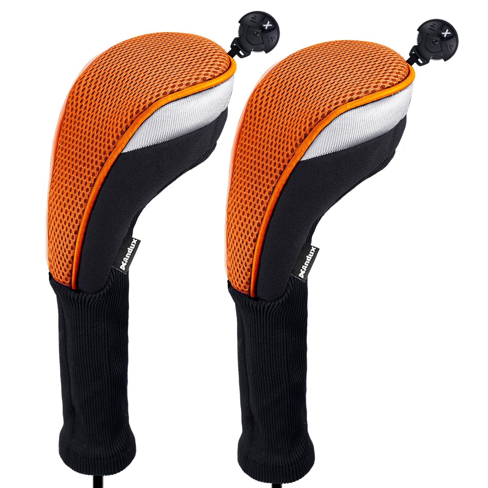 Andux Long Neck Golf Hybrid Club Head Covers with Dial No. Tag CTMT-02 2pcs Orange