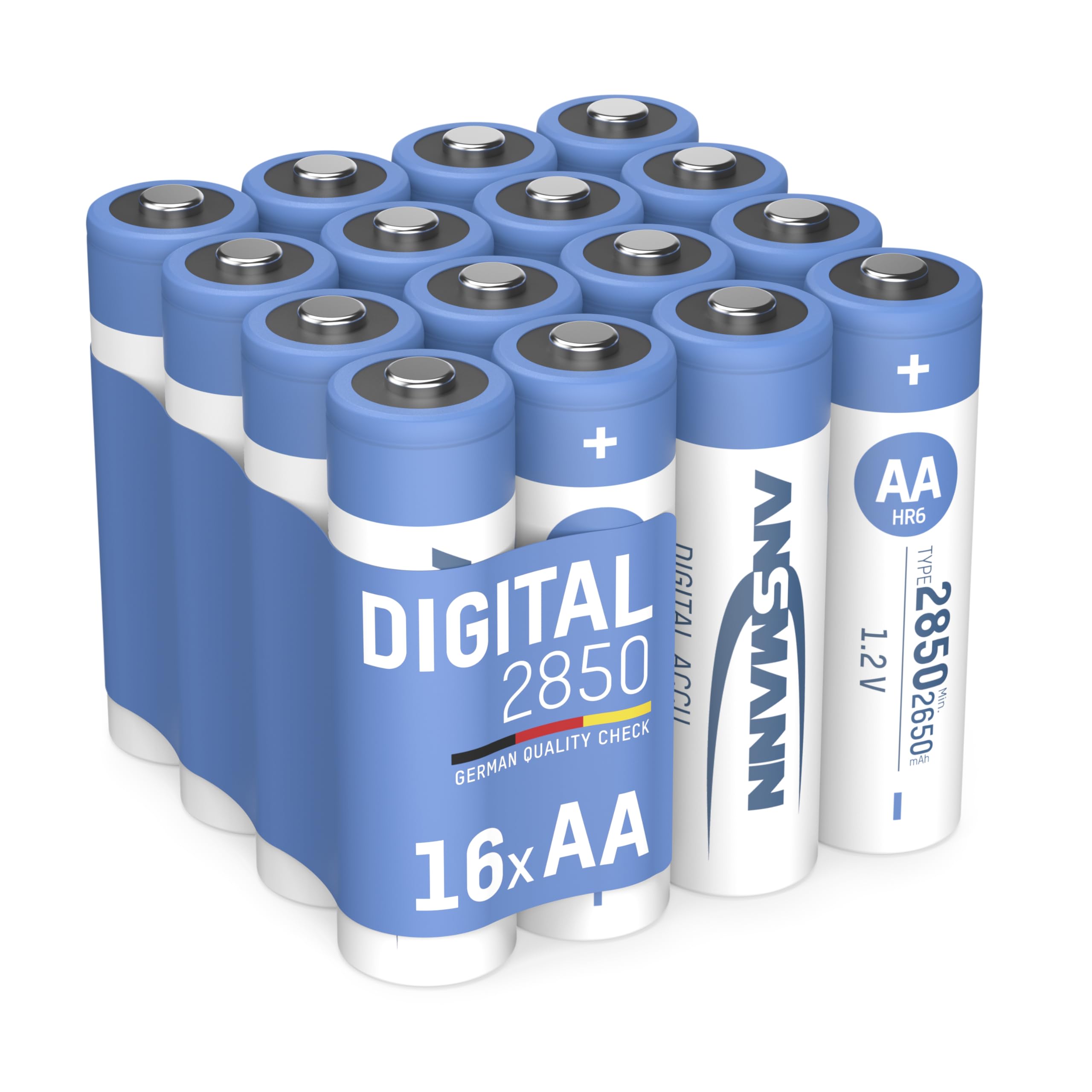 ANSMANN Akku Mignon AA 2650 mAh 1,2V NI-MH, 16 Stück, wiederaufladbar, hohe Kapazität ideal für Kameras, Blitzgeräte, Digitalkameras, Wildkameras