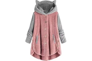 FQZWONG Winter Coats for Women Long Sleeve Solid Color Fleece Sweatshirt Warm Zipper Fuzzy Hooded Outerwear Cute Clothes