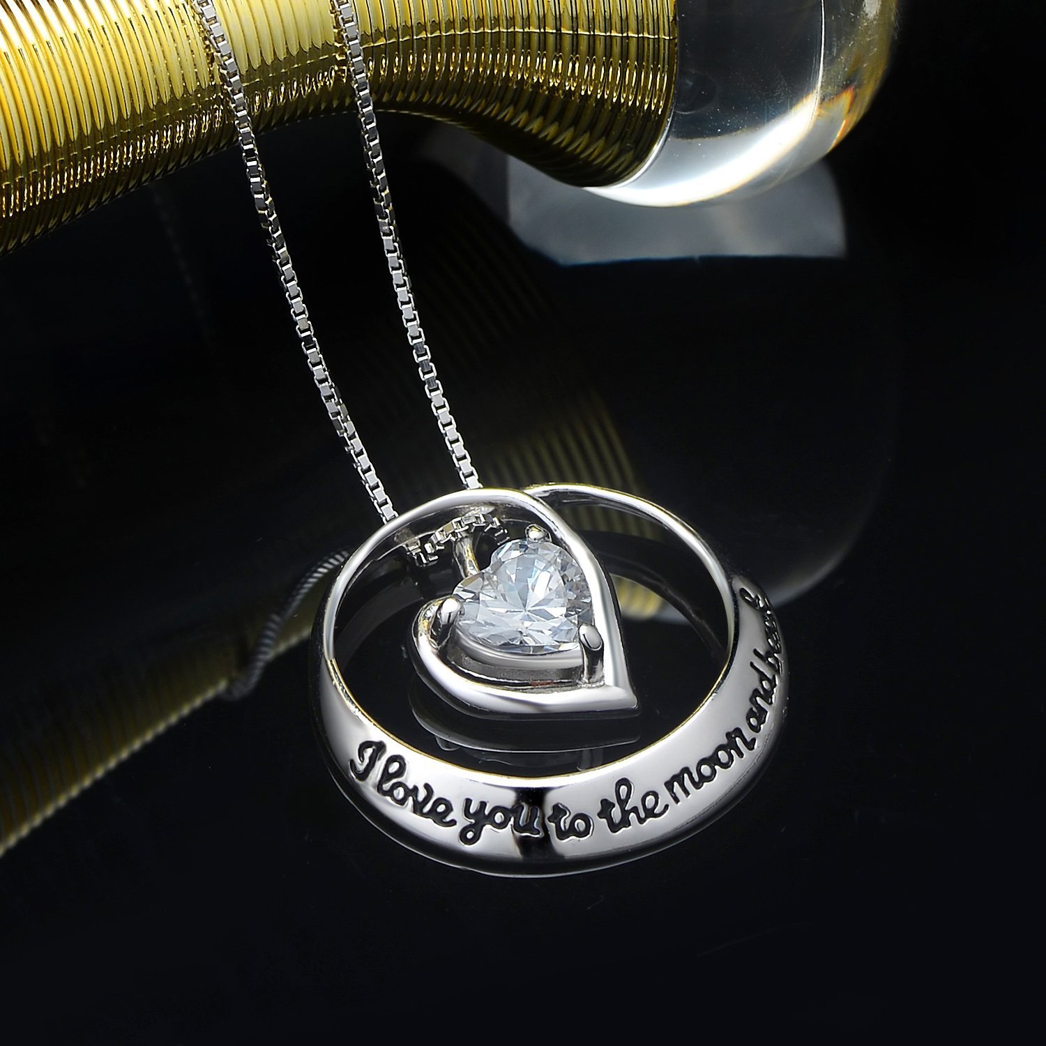 CEINTER Kette Damen Herzförmig Kreisförmig 925 Sterling Silber Damen Ketten Anhanger für Mode Frauen, Kette Silber 45cm