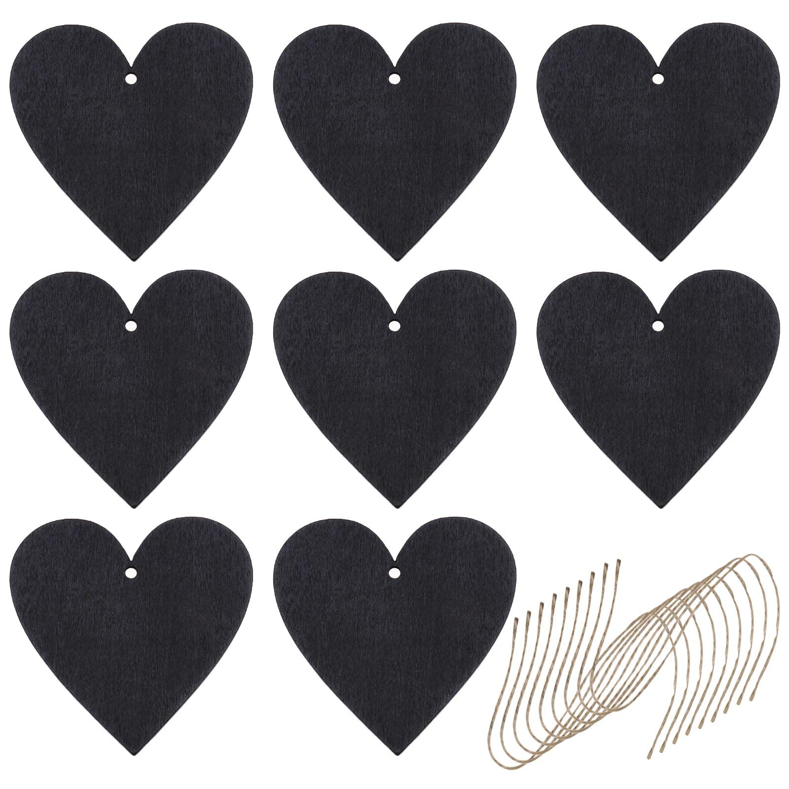 VGOL 20Pcs Heart Chalkboard Signs Mini Heart Shaped Chalkboard Signs Mini Wooden Blackboard Hanging Chalkboard for Wedding Party Home Garden Decorations