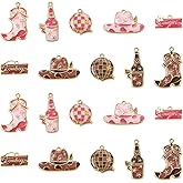 KitBeads 20Pcs 10 Styles Cowboy Hat Boots Charms Pink Brown Enamel Western Charms for Jewelry Making Bracelets Necklaces Earrings Crafts