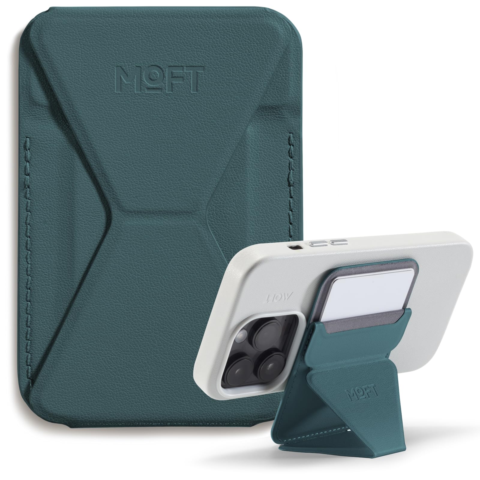 MOFT Snap Magnetic Phone Stand Magsafe Compatible Wallet for iPhone 17 16 15 14 13 12 Series, with 3 Viewing Angles, Enhanced Magnetic Strength, 2 Card Holder, Cedar Lake Green — image 1