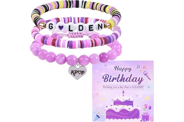 JIANZHEN KPop Bracelet Merch Stuff and Birthday Card Korea-Pop Demon Christmas Jewelry Birthday Party Decor Cosplay Outfits Accessories for Gir Women Daughter Sister Fans