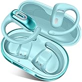 Open Ear Headphones, Bluetooth 5.4 Earbuds, 50H, Air Conduction Ear buds, HD Stereo Bass Over Ear Earphones with Earhooks, Ultra-Comfort Secure Fit, IPX7 Waterproof Headset for Working Sports, Blue