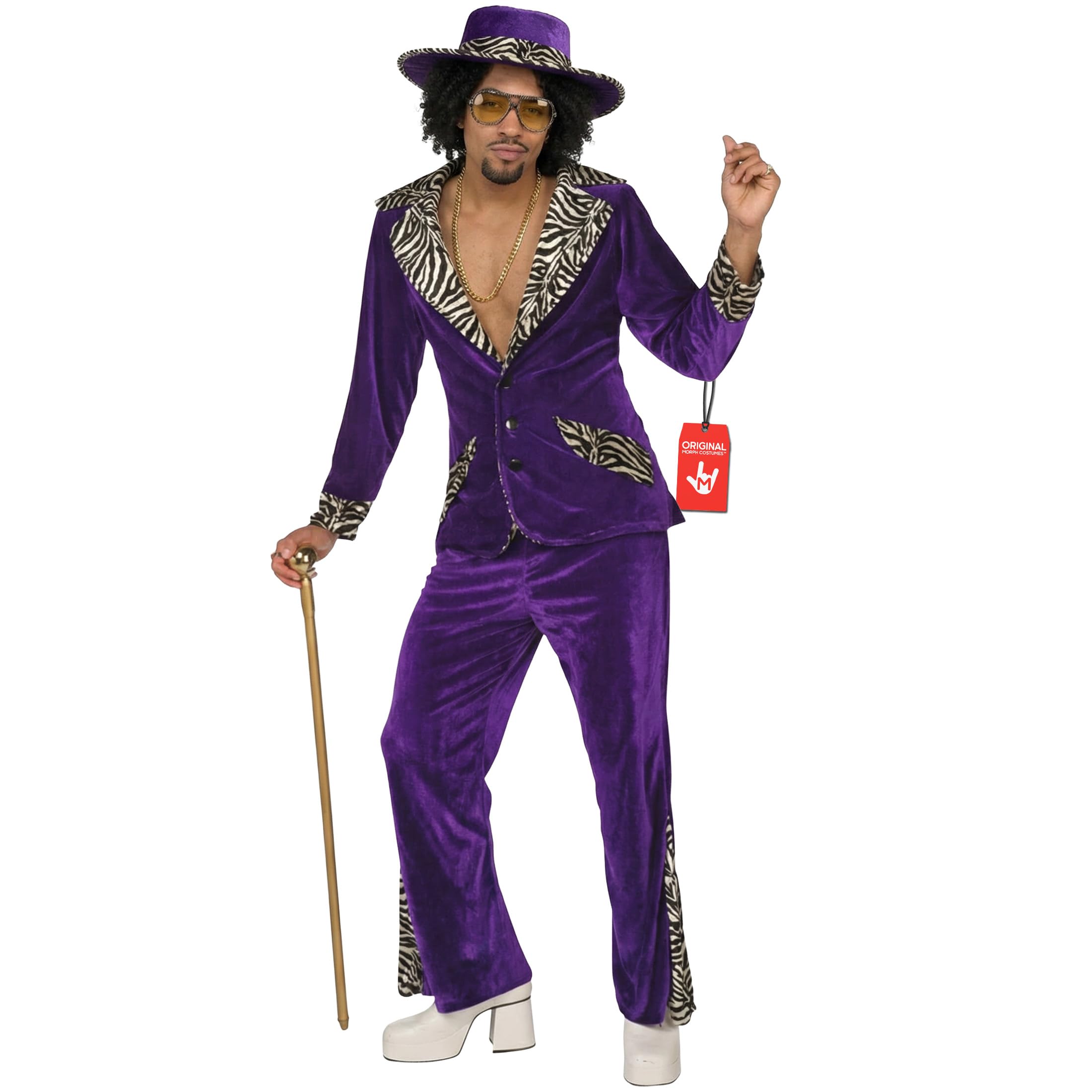 Morph Purple Pimp Costume, Pimp Costume Men, 70s Outfit Mens, Halloween Costumes Men, Fancy Dress For Adults, Large โ image 1