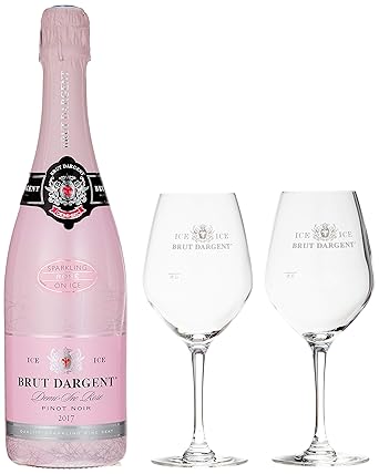 Geschenkset Brut Dargent Ice Rosé Pinot Noir Halbtrocken mit 2 Gläsern (1 x 0.75 l)