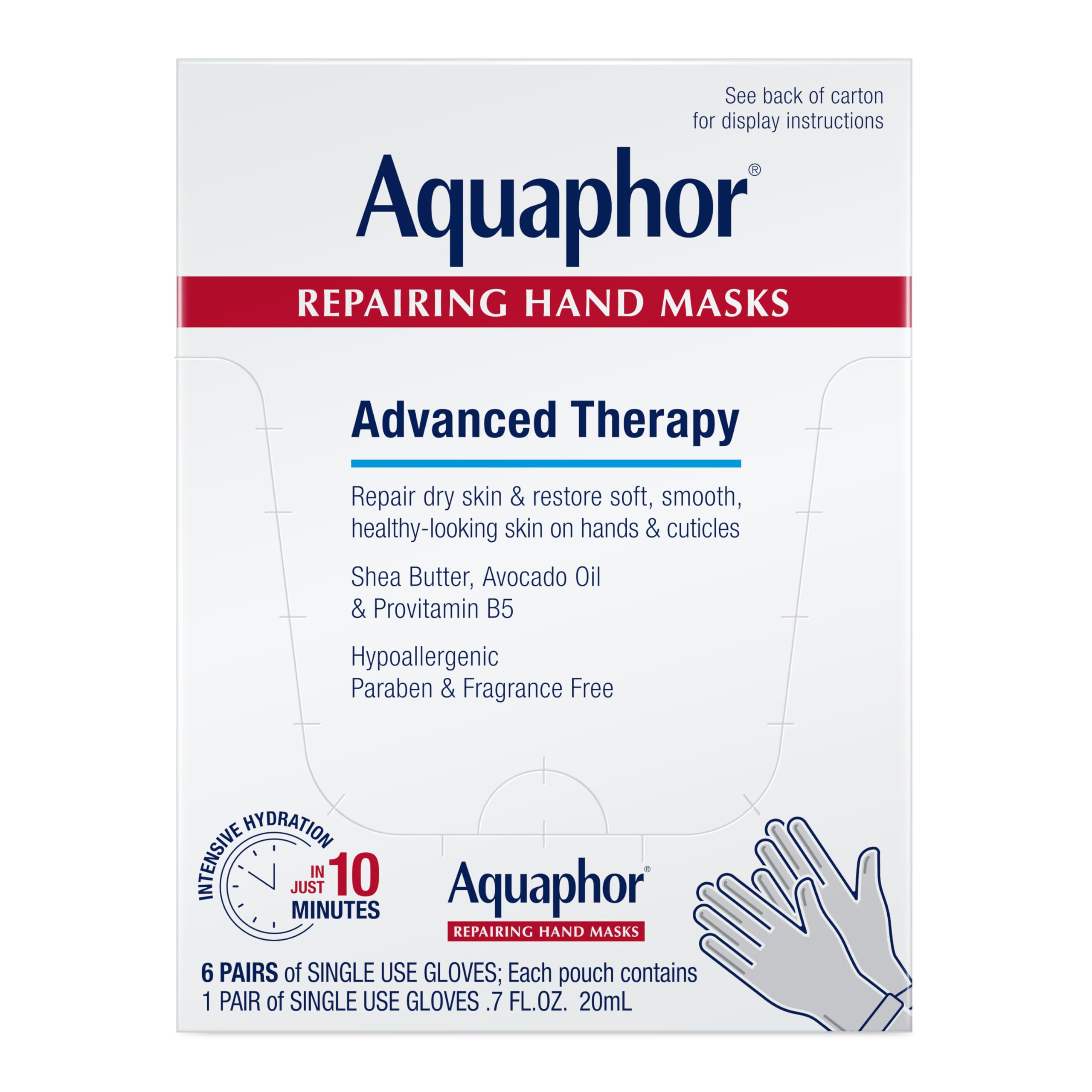 Photo 1 of **ONLY 2 PAIRS** Aquaphor Repairing Hand Masks, Moisturizing Gloves for Dry Hands, Moisturizer for Dry Skin with Avocado Oil and Shea Butter, Pack of 6