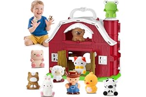 Toddler Toys for 1 2 3 4 Year old Boys, Luckades Farm Animals with Big Barn for Toddlers 1-3 Montessori Learning Farm Toys wi