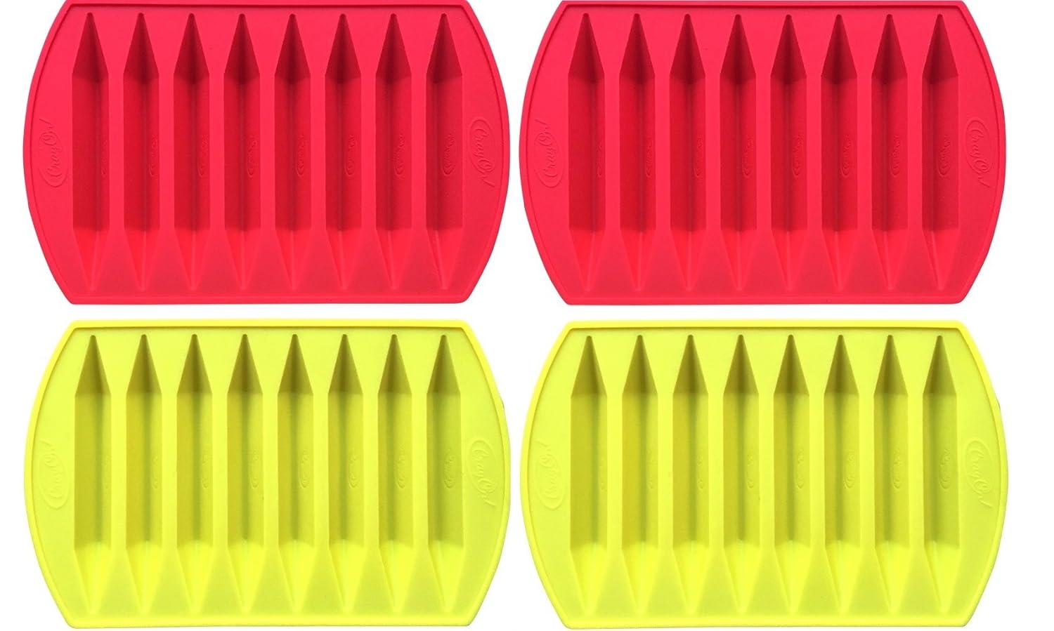 CrayOn 4 Double Tipped, Triangular Silicone Crayon Molds (Makes 32 Recycled Crayons Total)