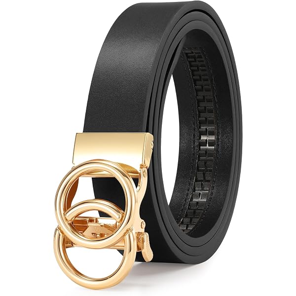 6477 Women Ratchet Leather Belt For Jeans Pants With Automatic Gold Buckle Women Leather Ratchet Belt For Jeans Pants With Gold  main image 4