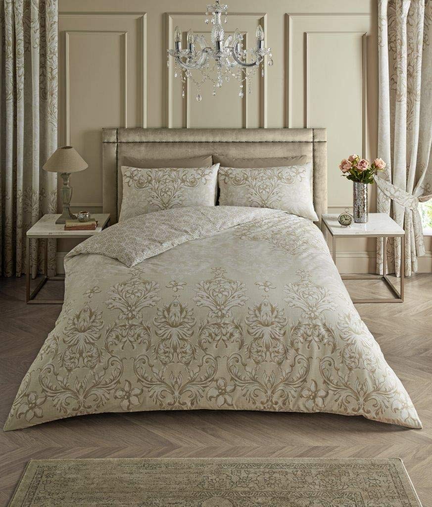 Luxurious Antoninette Bed Set with Duvet Cover and Pillow Cases, Polyester-Cotton, [ King - Natural ]