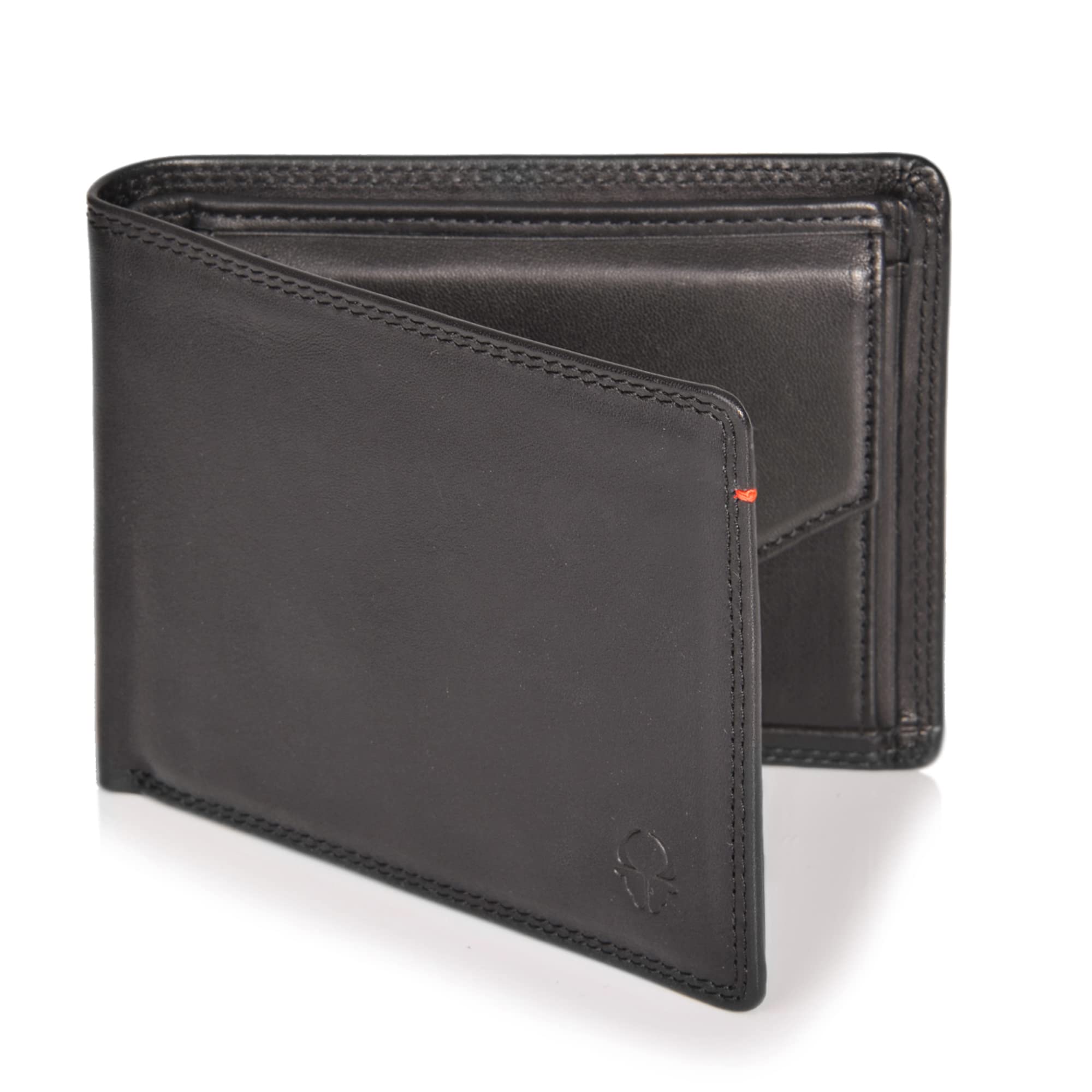 DONBOLSO Zurich Large Leather Wallet for Men - Black Nappa Genuine Leather - Bifold Purse with Coin Pocket, RFID Protection - Classic & Elegant Design - Ideal for Everyday, Business, Travel Use