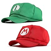 COSTOYFUN 2pack Costume Hats Anime Halloween Copslay Unisex Adult Cosplay Cap (Red and Green)