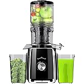 Cold Press Juicer, Slow Masticating with Wide Feed Chute for Whole Fruits & Vegetables | Higher Juice Yield & Nutrient Retention | BPA-Free, 300W Quiet Motor | Easy to Clean Juice Extractor Machine
