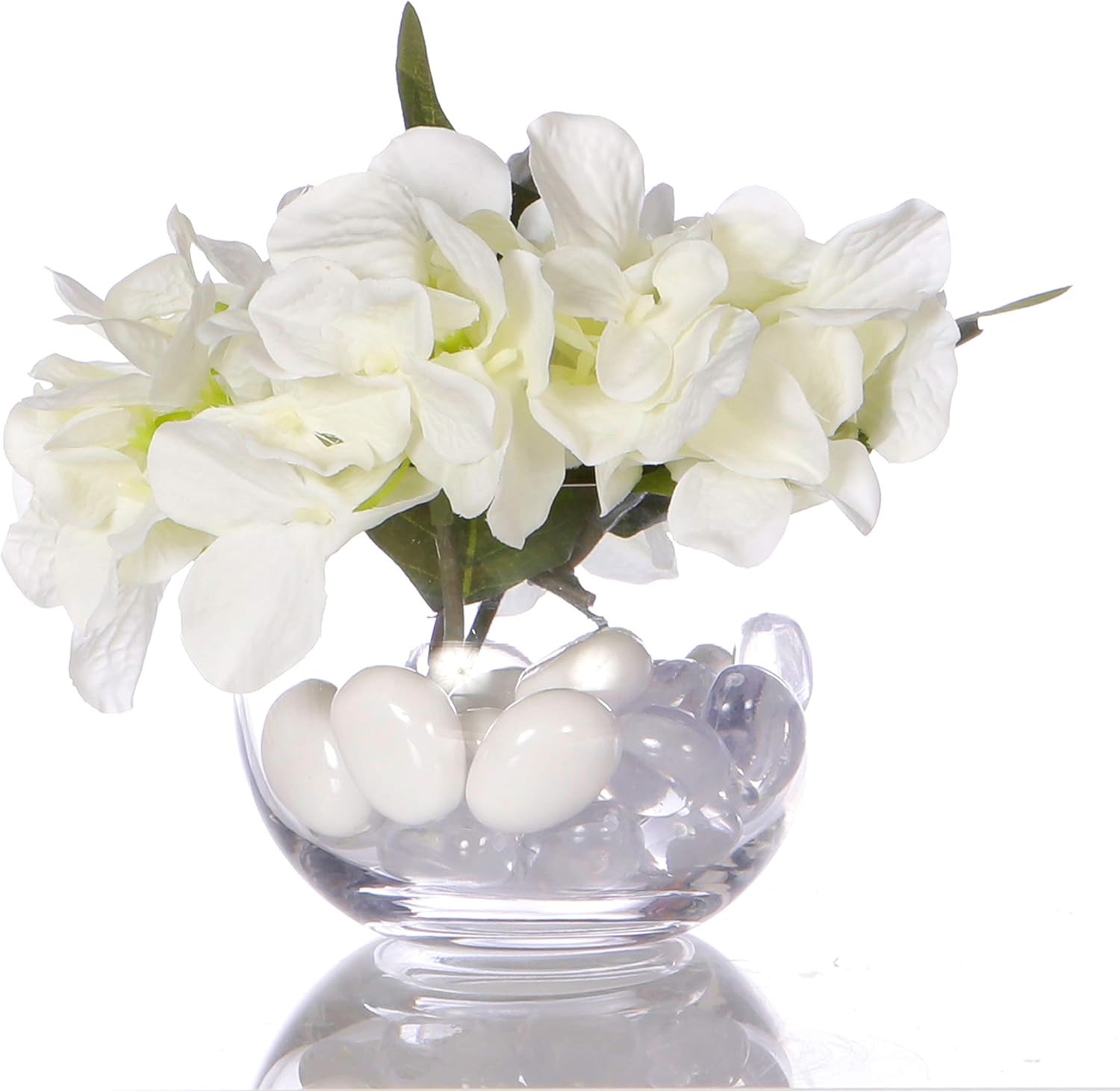 Clear Large Oval Pebbles Mixed Transparent and Coloured Stones Aquarium Marbles Table Scatter Stones Decorative Nuggets Vase Filler Beads Plant Pot Decoration 26pcs (Transparent/White) - Image 5