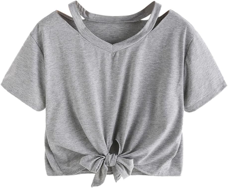 Dylanlla Women's Planet Printed Cold Shoulder Short Sleeve Crop Tops