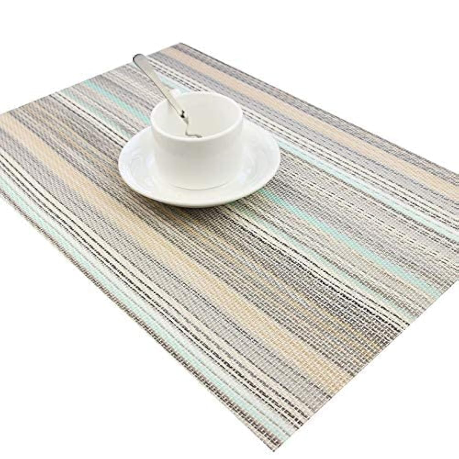 yara home décor Placemats Washable Gold Green Glitter PVC Fabric Woven Set of 6 Large Kitchen Dining Table Dinner Place Mats, Heat Insulation 45 x 30cm — image 1